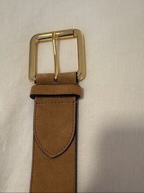 Ralph Lauren Brown Suede Belt with Gold Buckle